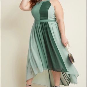 ModCloth Peachy Queen Chiffon High-Low Hem Halter Dress